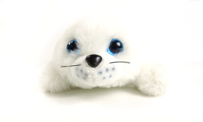   soft toy seal baby isolated on white background 