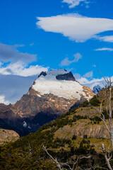 snowy mountain in the Fitz Roy mountain range in El Chalten Argentina, Argentine Patagonia