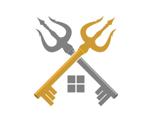 Crossed key trident with window house in the middle © Jefry Maviskho