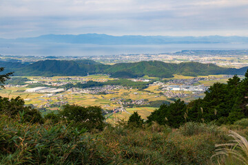 Fototapeta na wymiar 伊吹山登山道から琵琶湖方面を望む