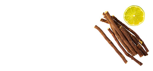 Licorice stalks with lemon - Space for text
