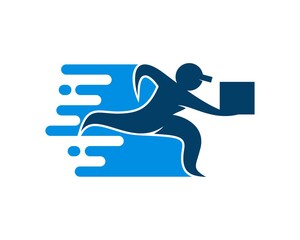 Fast delivery courier with blue colors