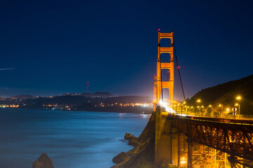 Famous Golden Gate Bridge, San Francisco at night, USA
