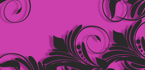 swirl floral design on a pink color backdrop.