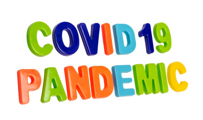Text COVID-19 PANDEMIC on a white background.