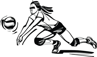 sketch of a volleyball player with a ball 