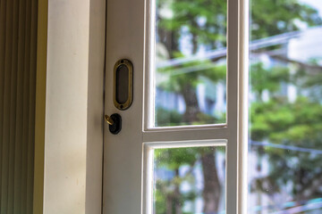 wooden and glass door closed in Sao Paulo