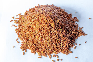 red integral rice isolated on white background in Brazil