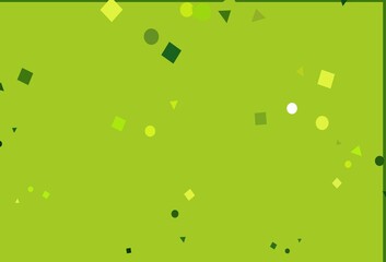 Light Green vector template with crystals, circles, squares.