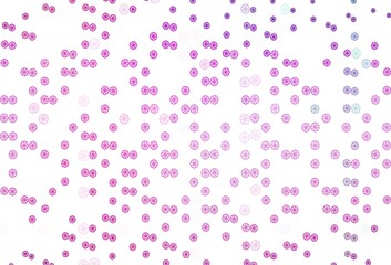 Light Pink, Blue vector layout with bright snowflakes.