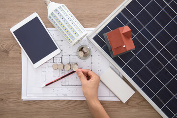 Concept scene of solar home installation investment
