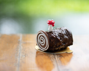 soft Chocolate Almond Cake and almond