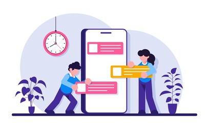 App Development for website and mobile website. Landing page template. Easy to edit and customize. Moden flat illustration.