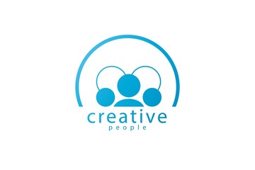 Creative People, Social Humanity People Logo. Flat Vector Logo Design Template Element