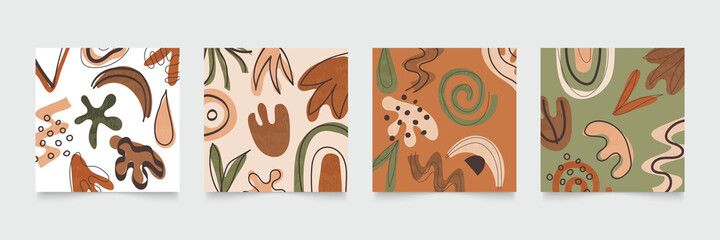 Abstract Geometric shapes vector collection. Abstract organic shape background design for social post, stories, clipart, print, cover, wallpaper, Wall art, Mid century modern art. Vector illustration.