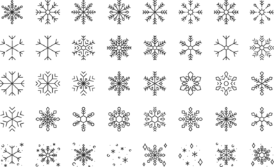 Fotobehang set of snowflake thin line icons © kornkun