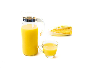 Homemade healthy organic Sweet corn juice or corn milk.