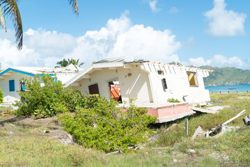 Damage abandon homes as a result of hurricanes and storms hitting the Caribbean island of St.Maarten