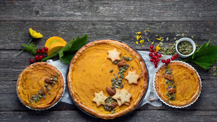 Festive traditional pumpkin pie