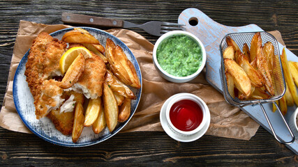 British traditional cuisine fish and chips