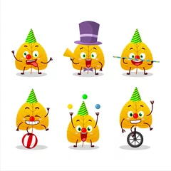 Fotobehang Cartoon character of yellow dried leaves with various circus shows © kongvector