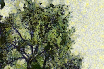 Trees and branches Illustrations creates an impressionist style of painting.