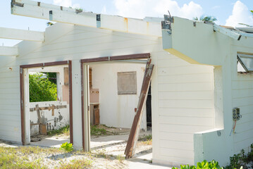 Damage abandon homes as a result of hurricanes and storms hitting the Caribbean island of St.Maarten