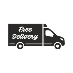 Delivery truck icon. Free delivery. Vector icon isolated on white background.