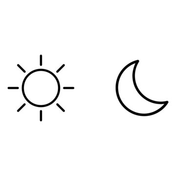 sun and moon icon line style 