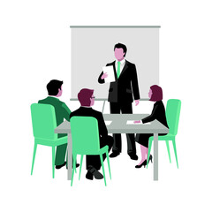 Public speaking in office illustration