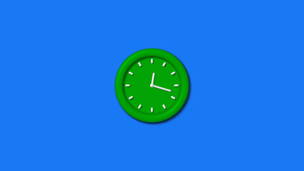 New green color 12 hours 3d wall clock isolated on aqua background,wall clock,3d wall clock