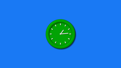 New green color 12 hours 3d wall clock isolated on aqua background,wall clock,3d wall clock