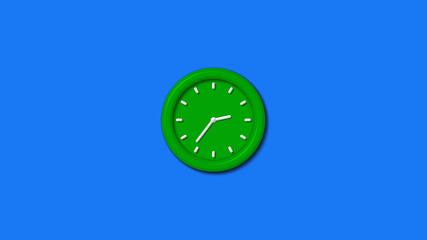 New green color 12 hours 3d wall clock isolated on aqua background,wall clock,3d wall clock