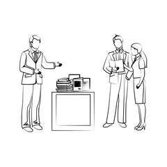 Public speaking in office illustration