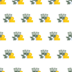 Seamless pattern with money. Suitable for backgrounds, postcards, and wrapping paper. Vector.