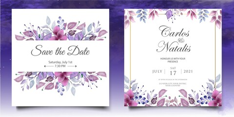 Elegant watercolor floral wedding invitation card set