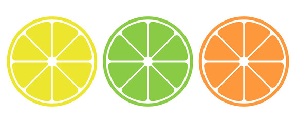 Set of citrus fruit icon. Lemon, lime, grapefruit, orange symbol