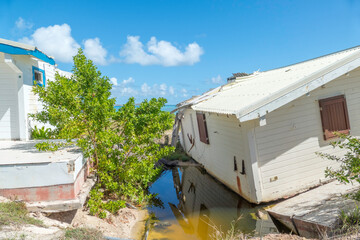 Damage abandon homes as a result of hurricanes and storms hitting the Caribbean island of St.Maarten