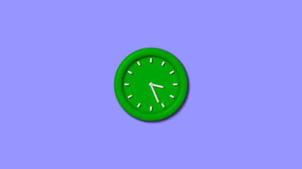 New green color 3d wall clock isolated on blue light background,3d wall clock