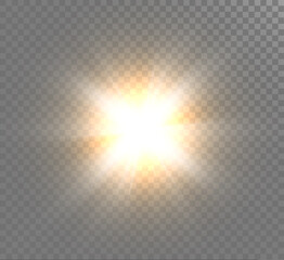 The bright sun shines with warm rays, vector illustration.)