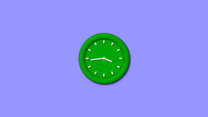 New green color 3d wall clock isolated on blue light background,3d wall clock