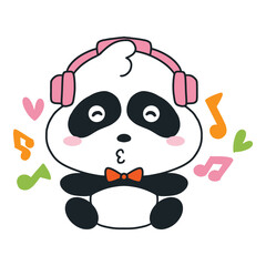 cute panda music cartoon illustration