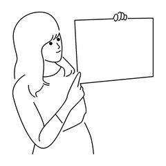 Woman hold a white board