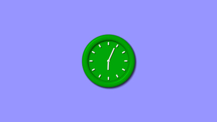 New green color 3d wall clock isolated on blue light background,3d wall clock
