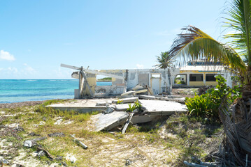 Damage abandon homes as a result of hurricanes and storms hitting the Caribbean island of St.Maarten