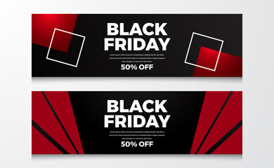 special offer sale banner of black friday with red and black background geometrical