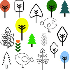 Set of vector icons, vector illustrations, clip art with animals