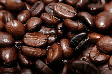 Roasted coffee bean background and texture