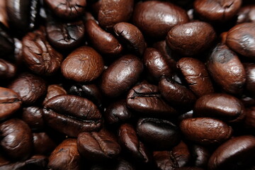 close up roast coffee bean background and texture
