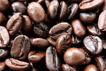 close up roast coffee bean background and texture